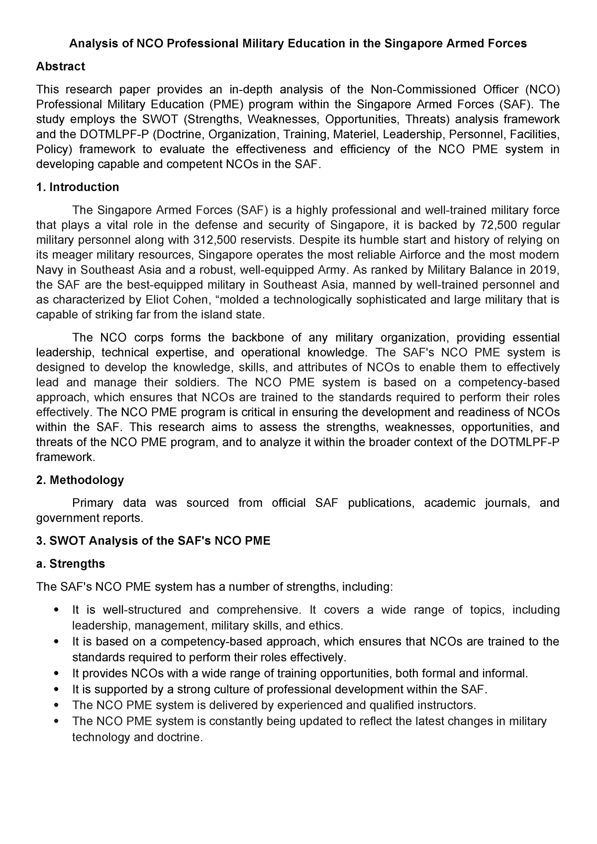 Analysis Of SAF PME - Military Education - Analysis Of NCO Professional ...