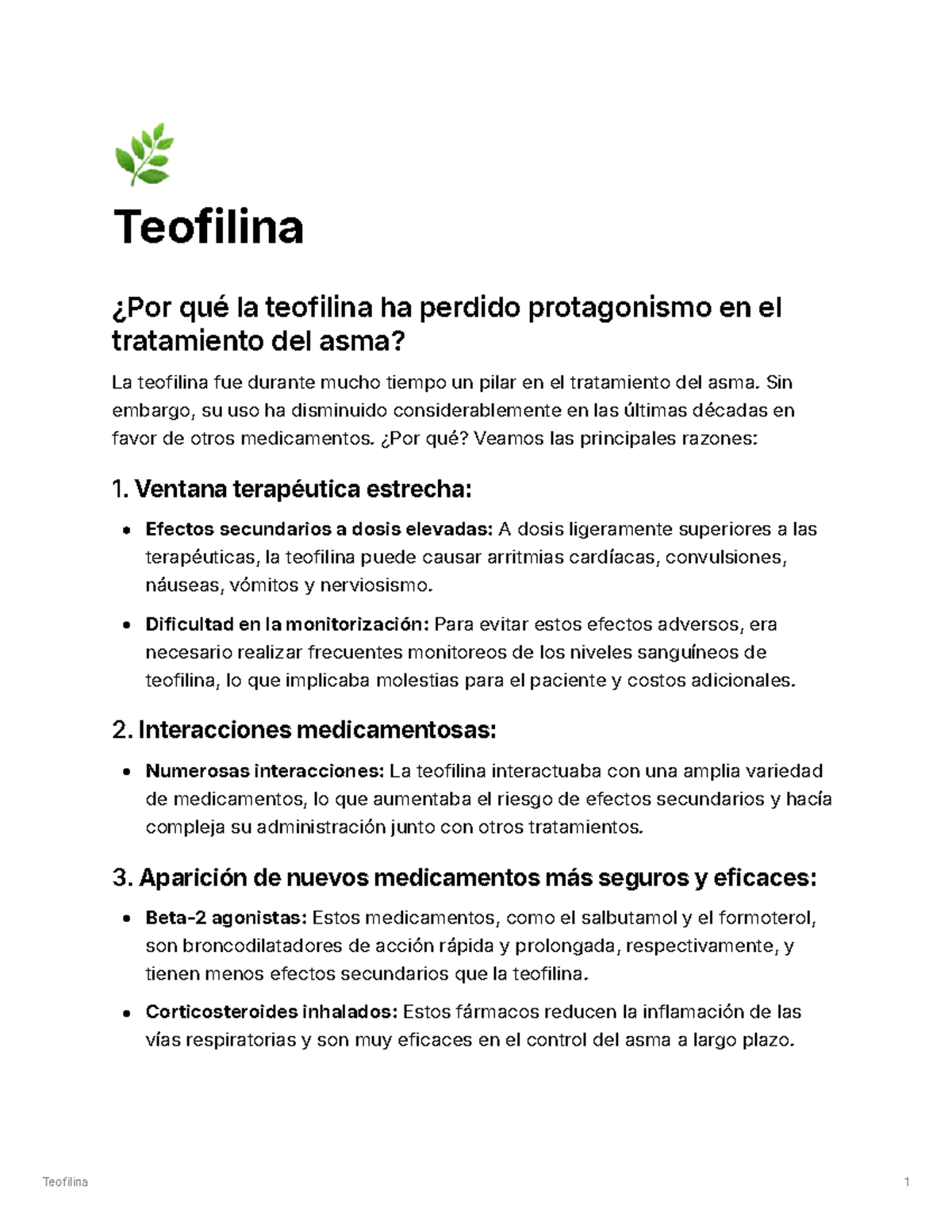 Teofilina - Sin embargo, su uso ha disminuido considerablemente en las ...
