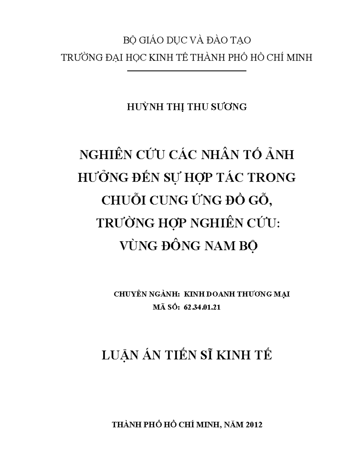 Luận án tiến sĩ chuỗi cung ứng - BỘ GIÁO DỤC VÀ ĐÀO TẠO TRƯỜNG ĐẠI HỌC ...