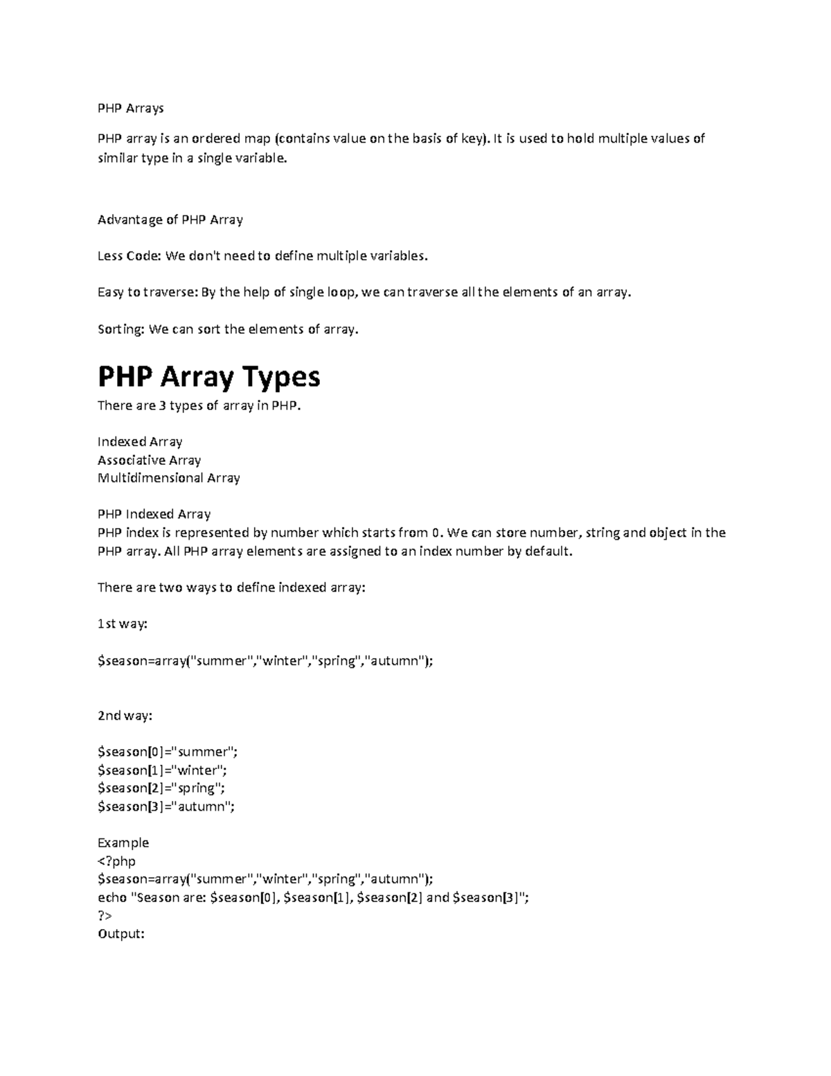 Array - read carefully - PHP Arrays PHP array is an ordered map ...