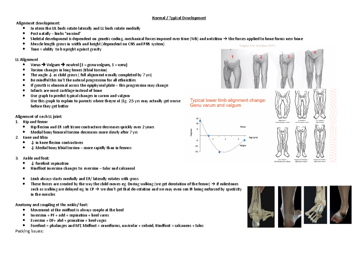 MSKconditionssummary - Normal / Typical Development Alignment ...