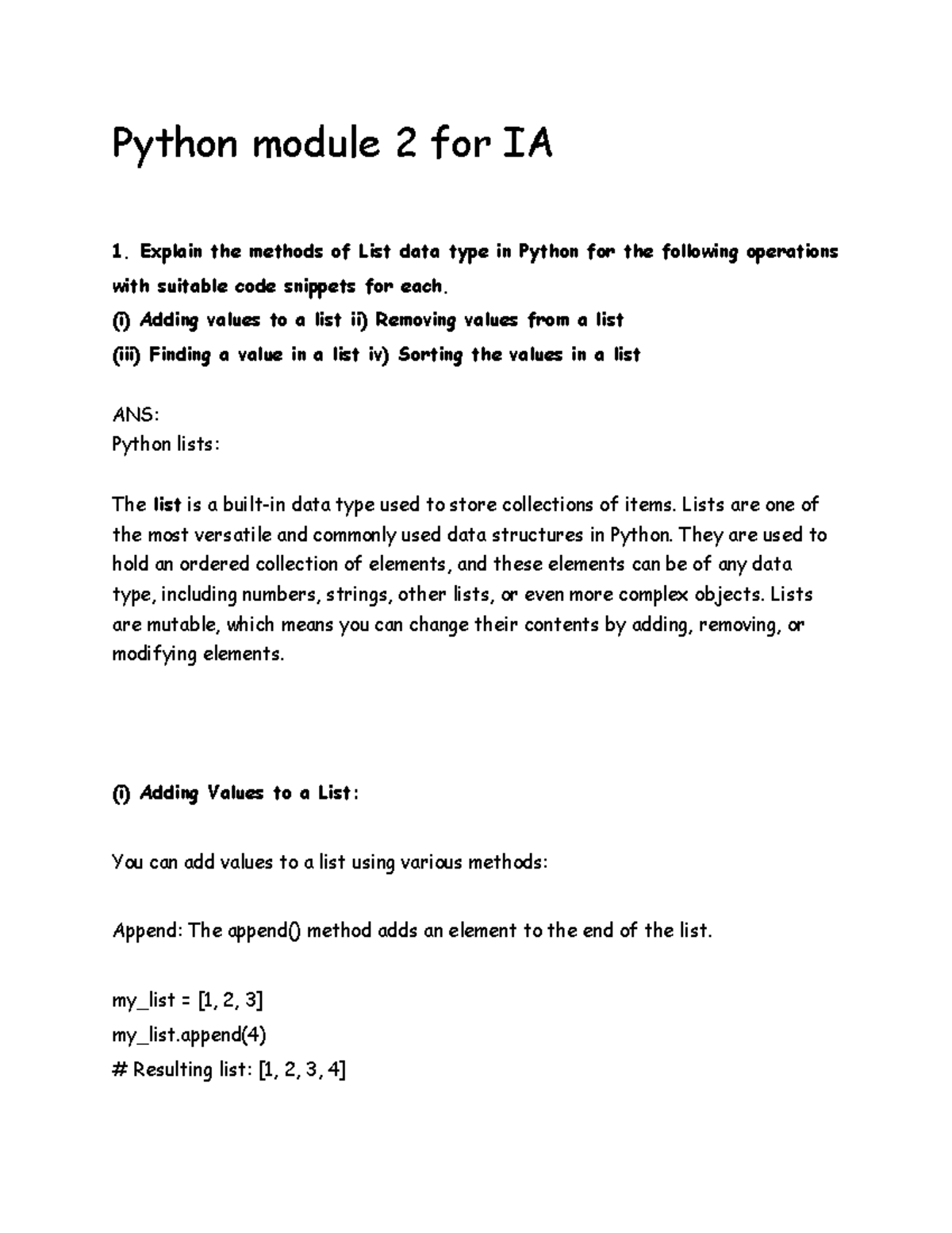 Python Module 2 (You Tube Manoj P N) - Python module 2 for IA Explain ...