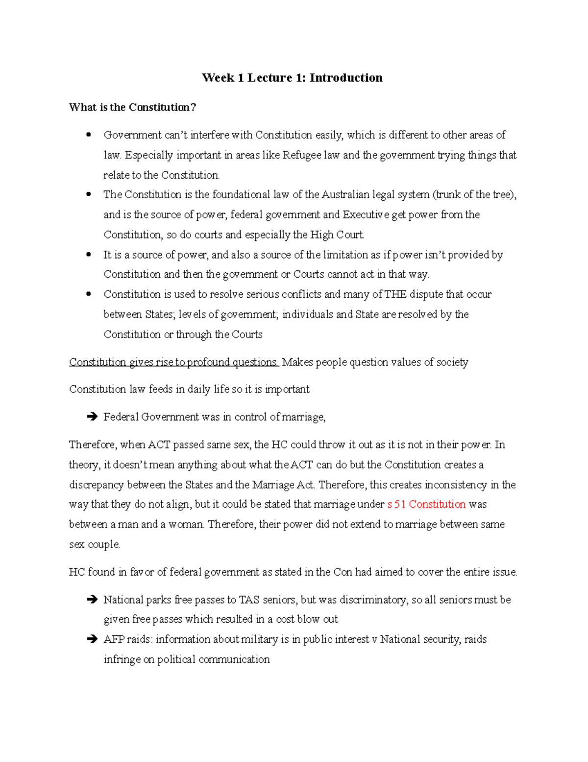 Constitutional Law Lecture - Week 1 Lecture 1: Introduction What is the ...