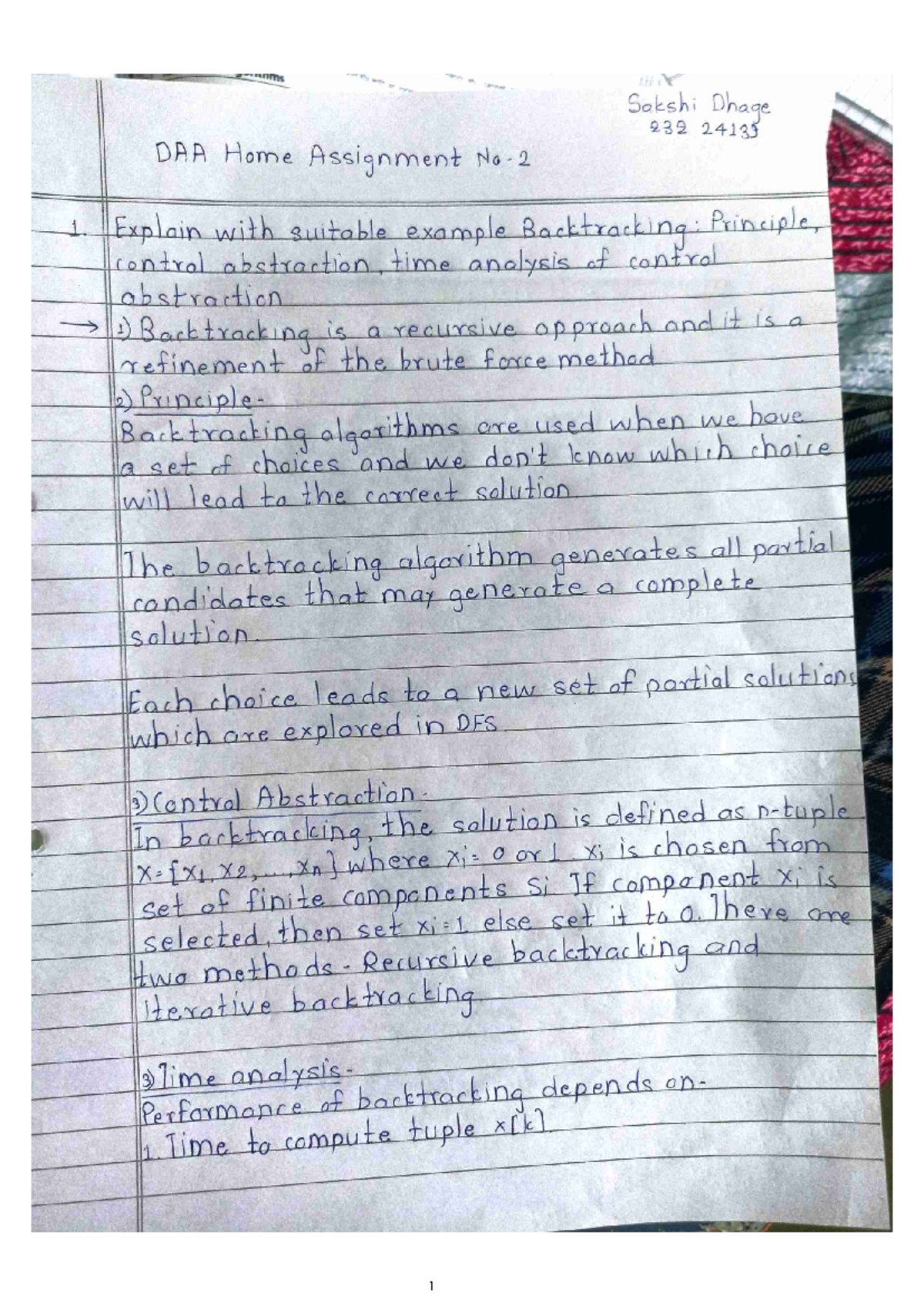 DAA 2 Theory - DAA - Sakshi Dhage 232 24135 DAA Home Assignment No. 2 1 ...