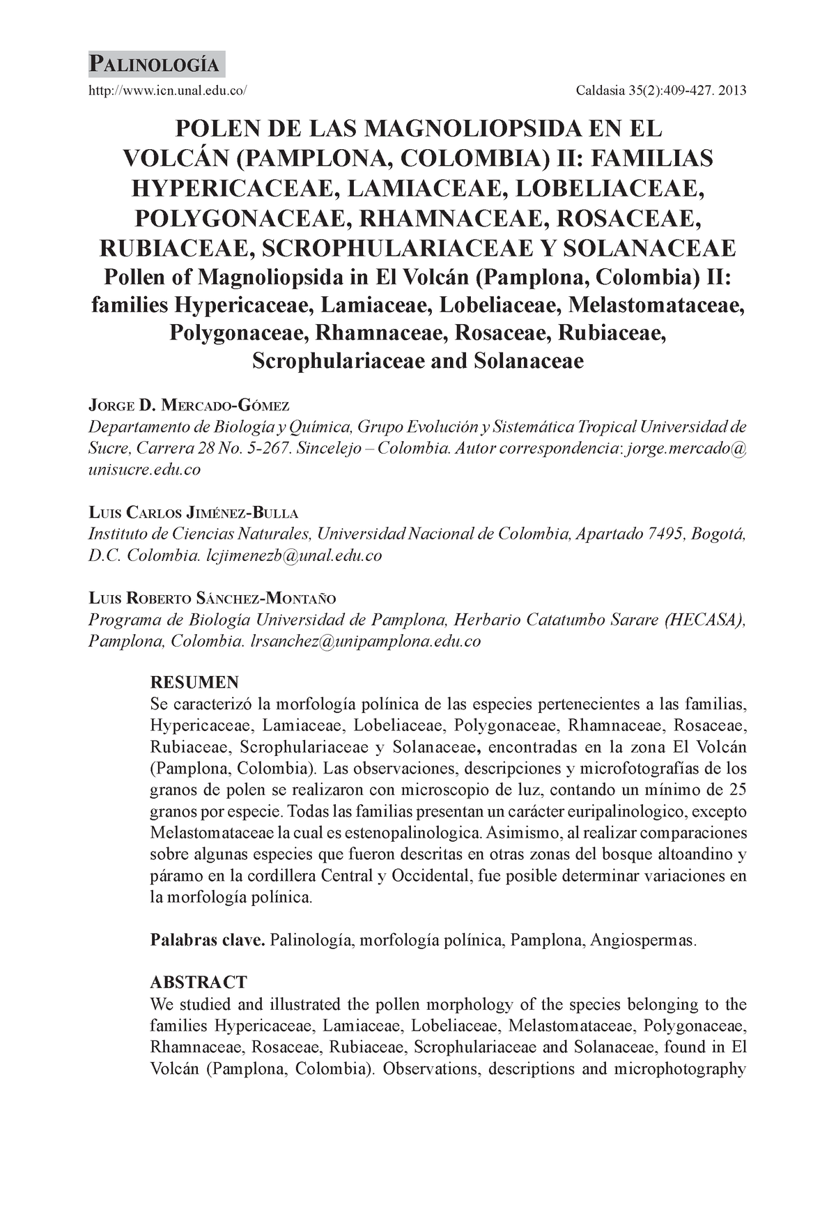 V35n2a14 - Palinologia - Biología - UPTC - Studocu