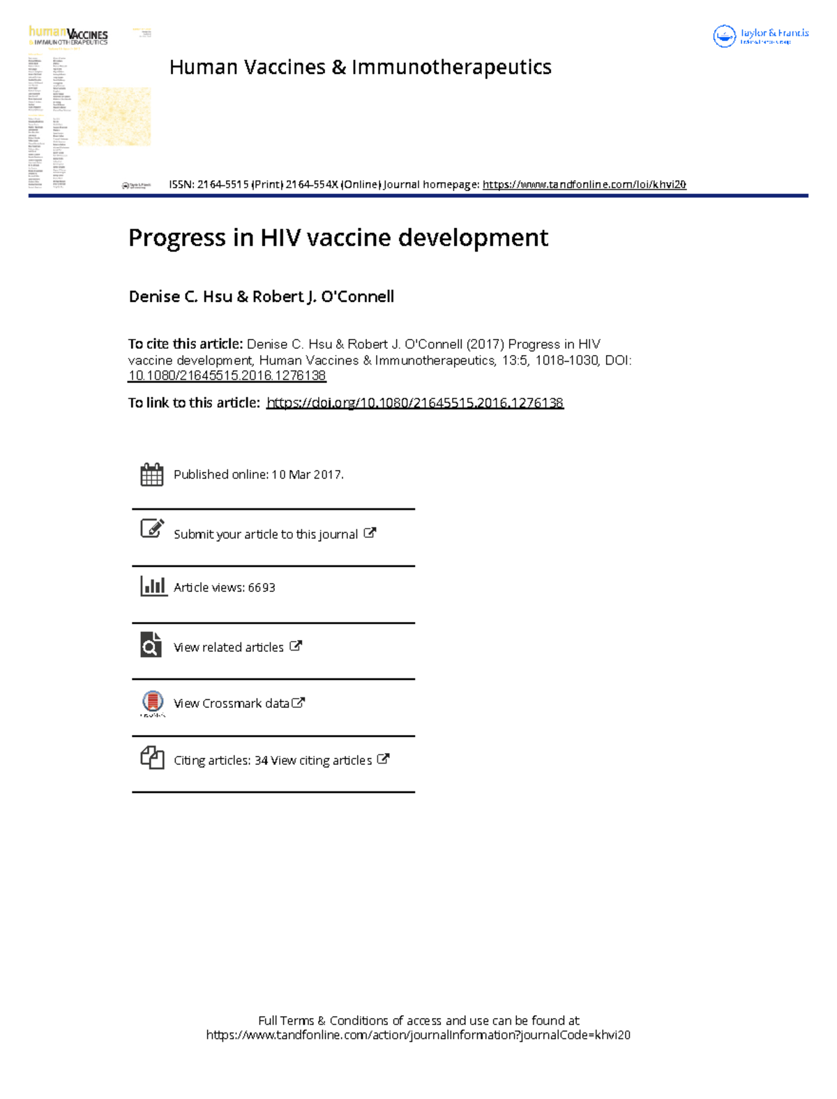 Progress in HIV vaccine development - Full Terms & Conditions of access ...