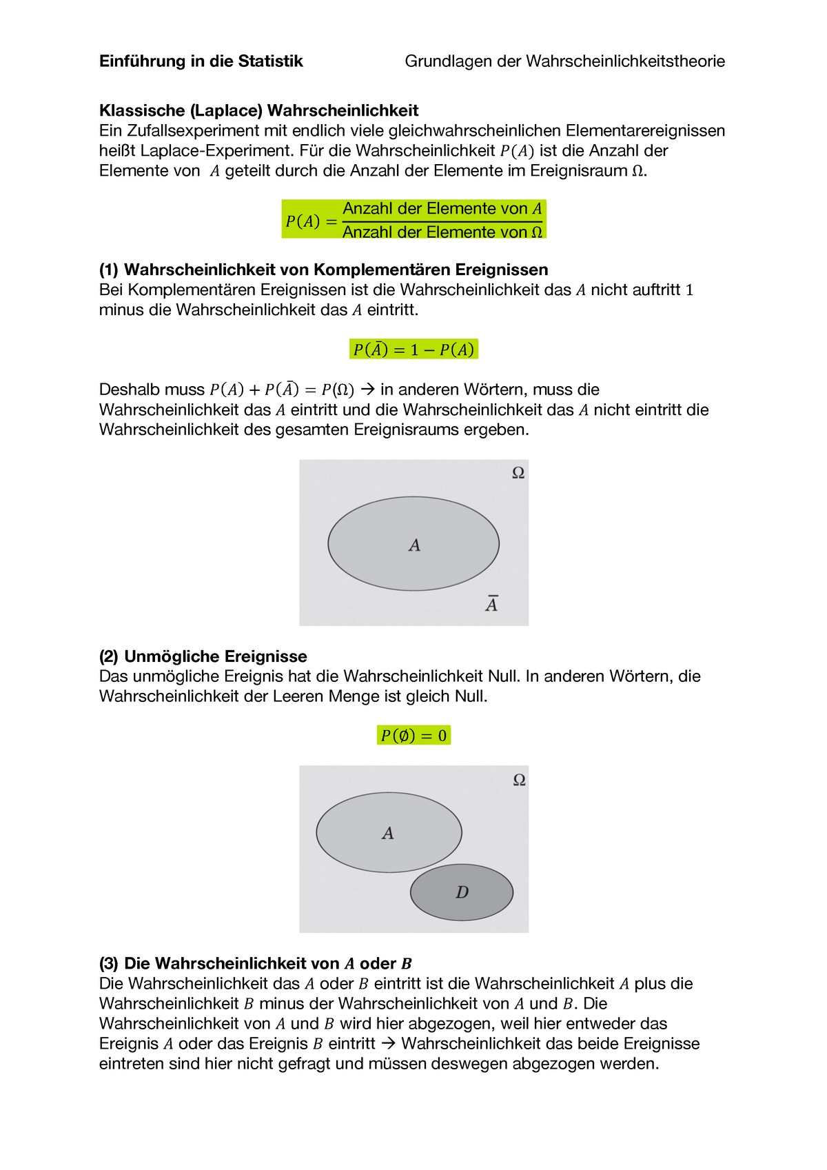 Grundlagen Der Wahrscheinlichkeitstheorie - 1 Deshalb Muss In Anderen ...