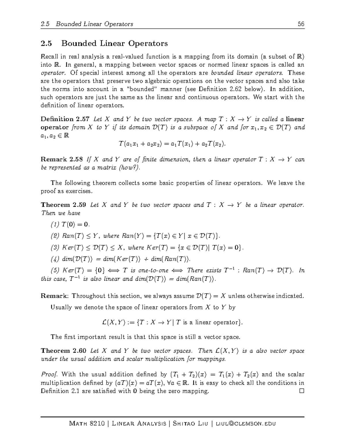 Section 2.5 - Math8210 Lecture Notes - 2 Bounded Linear Operators ...