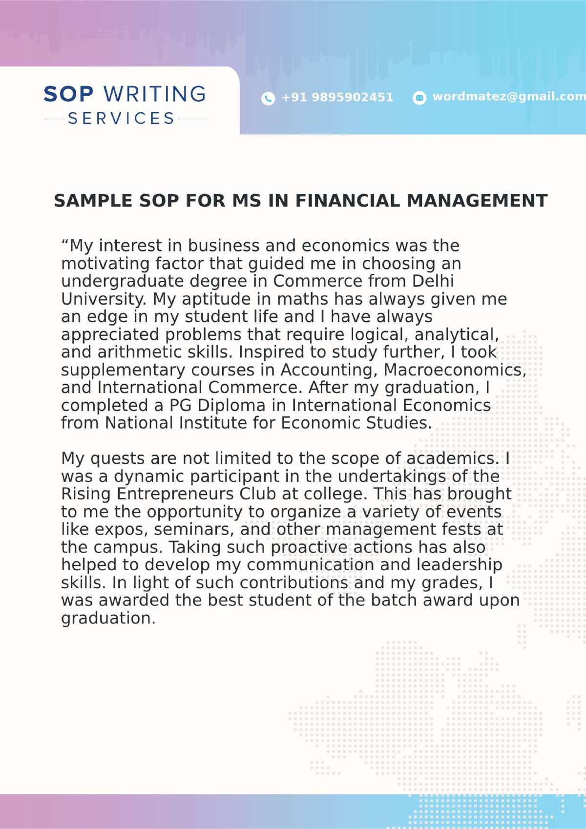 financial management sample thesis