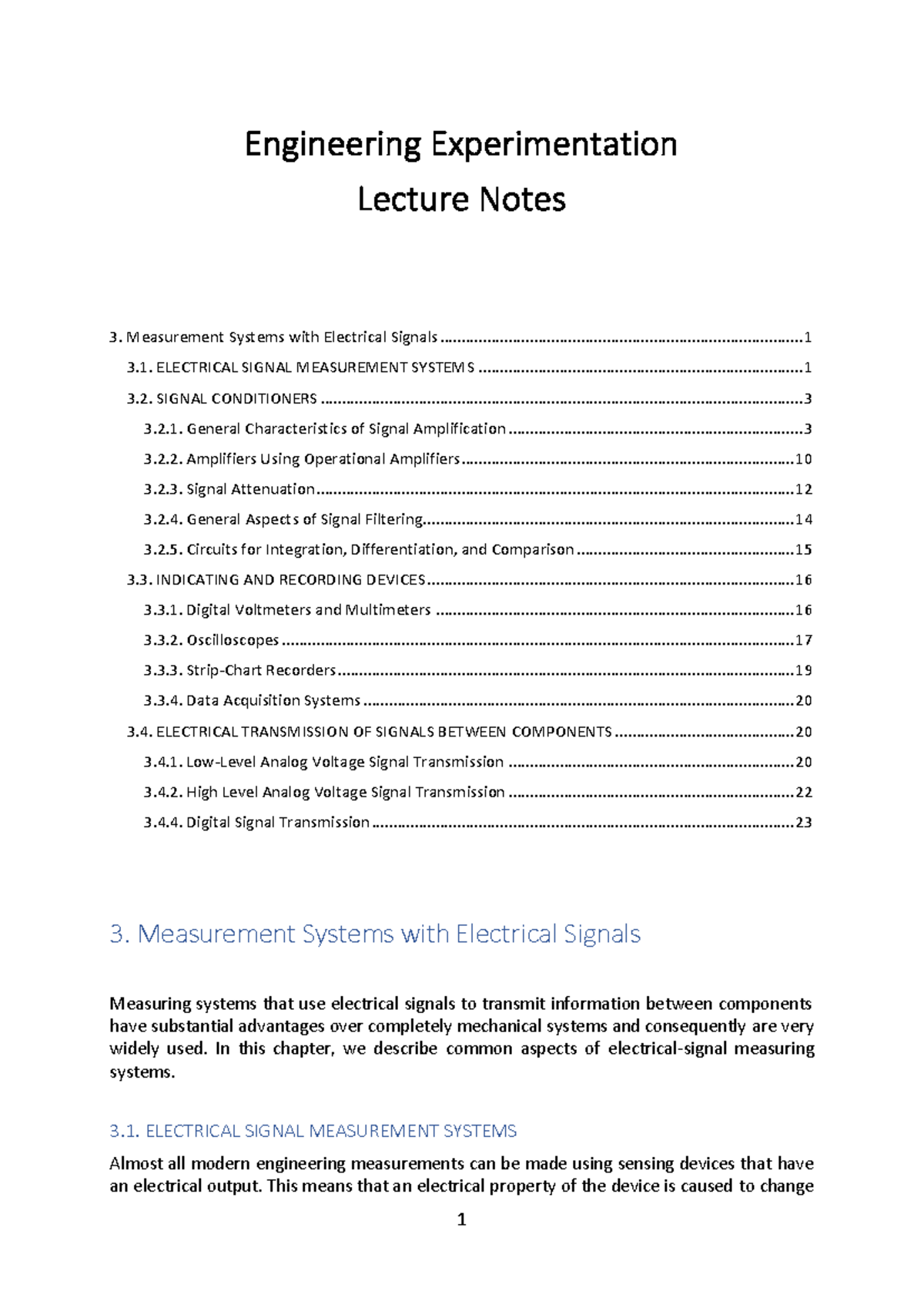 Chapter 3 Measurement Systems With Electrical Signals - Engineering ...