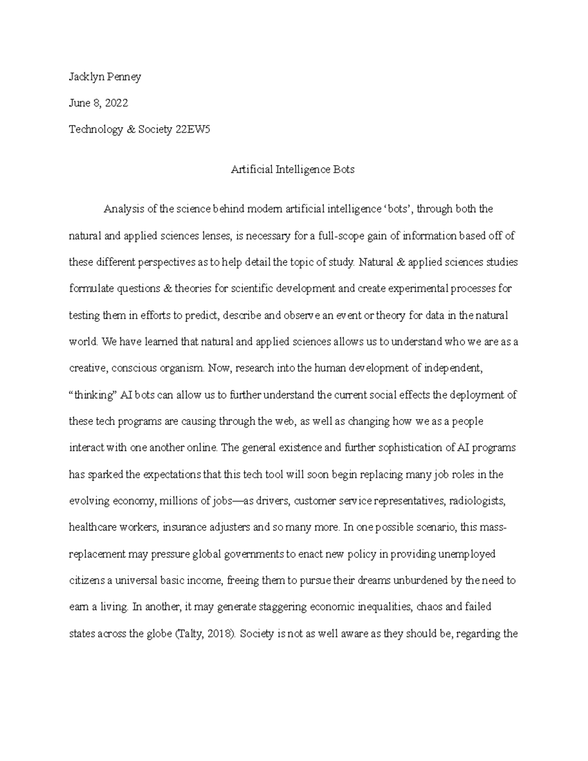 AI Bots Paper #3 - I received an A on this and went into more detail as ...