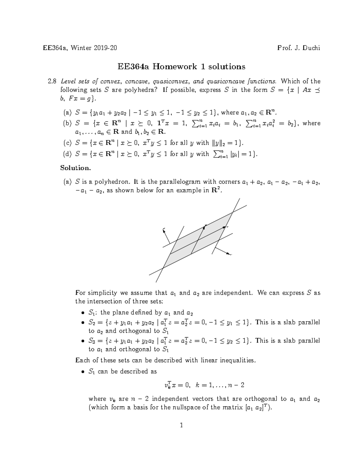 ee364a homework 1 solutions