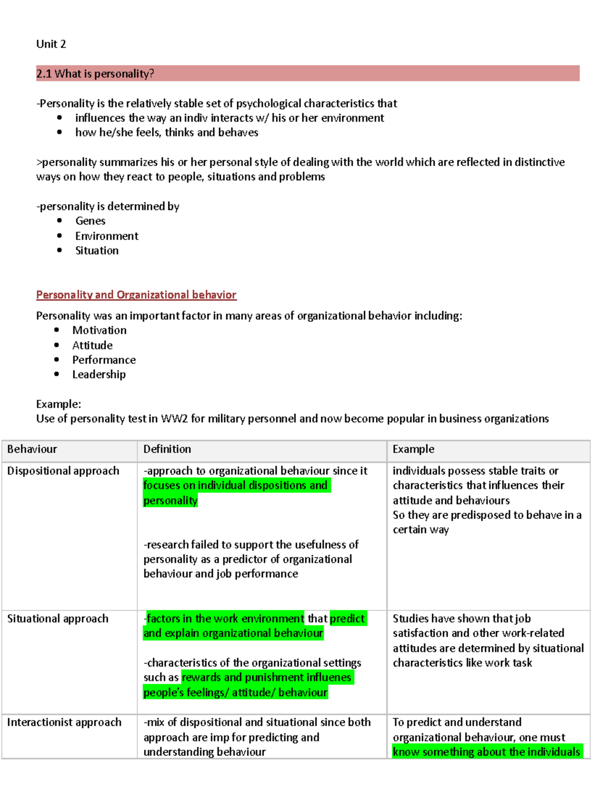 2 - Personality And Learning - Unit 2 2 What Is Personality ...