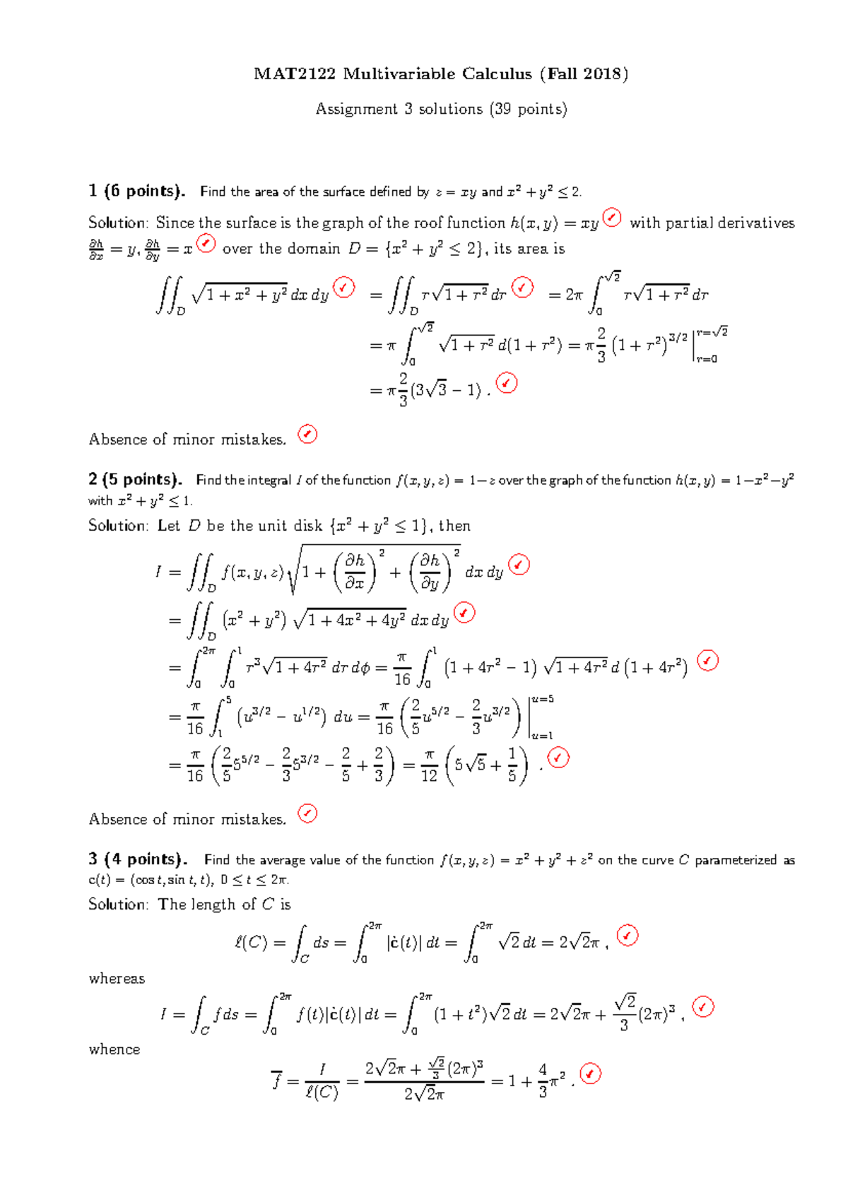 Mat2122 Hw3 Solutions Multivariable Calculus Uottawa Studocu