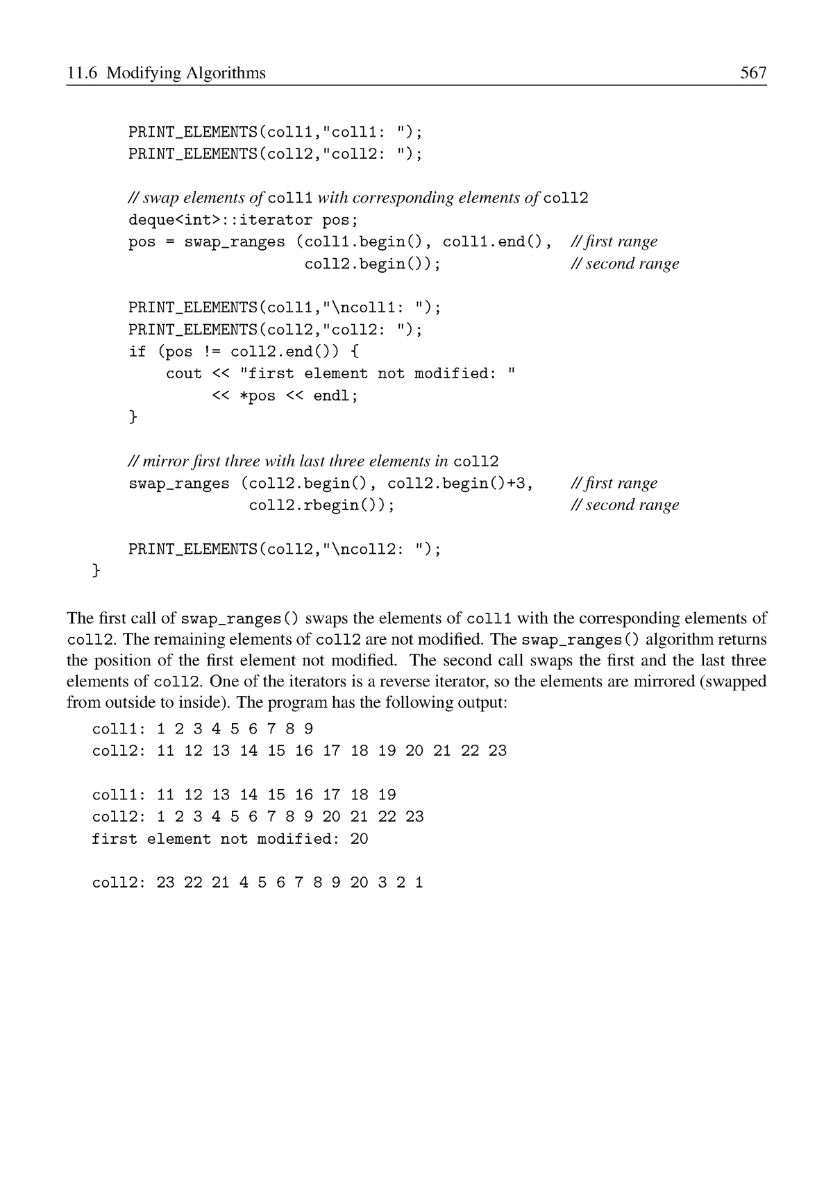 The C++ Standard Library A Tutorial - 11 Modifying Algorithms 567 PRINT ...