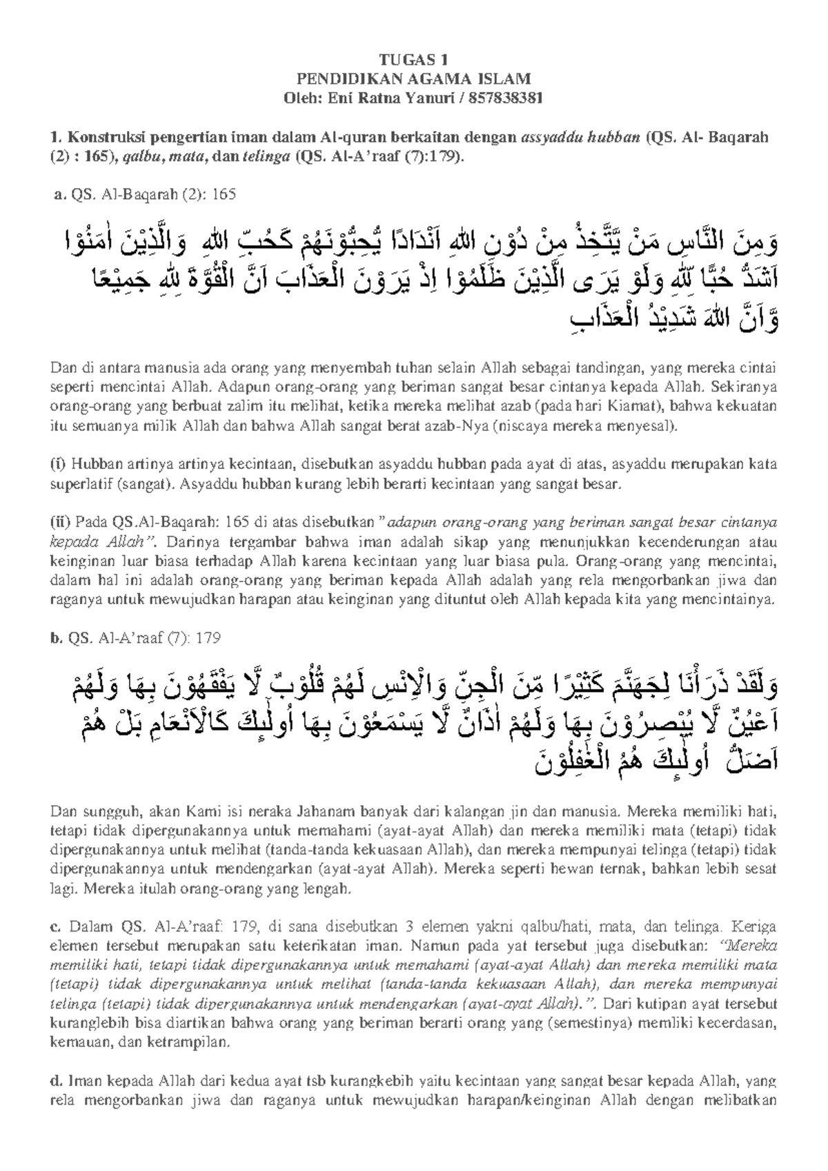 Tugas 1 Pendidikan Agama Islam Tugas 1 Pendidikan Agama Islam Oleh