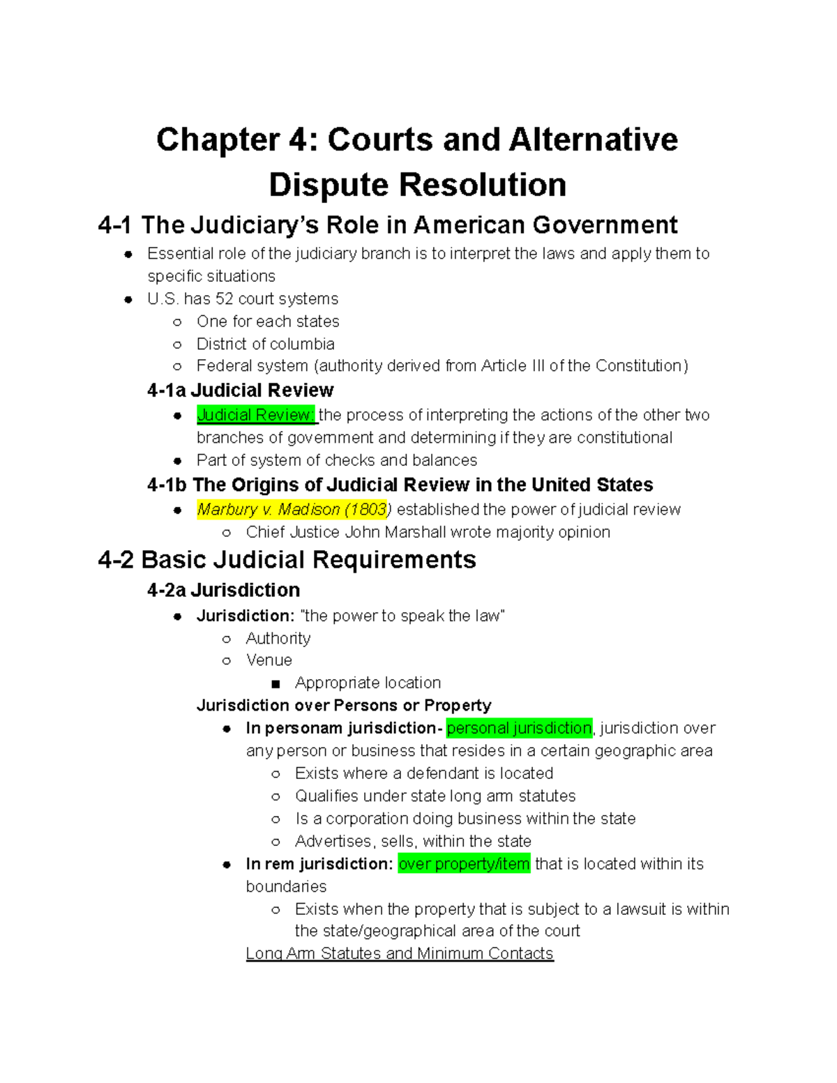 Chapter 4 Courts And Alternative Dispute Resolution - Has 52 Court ...