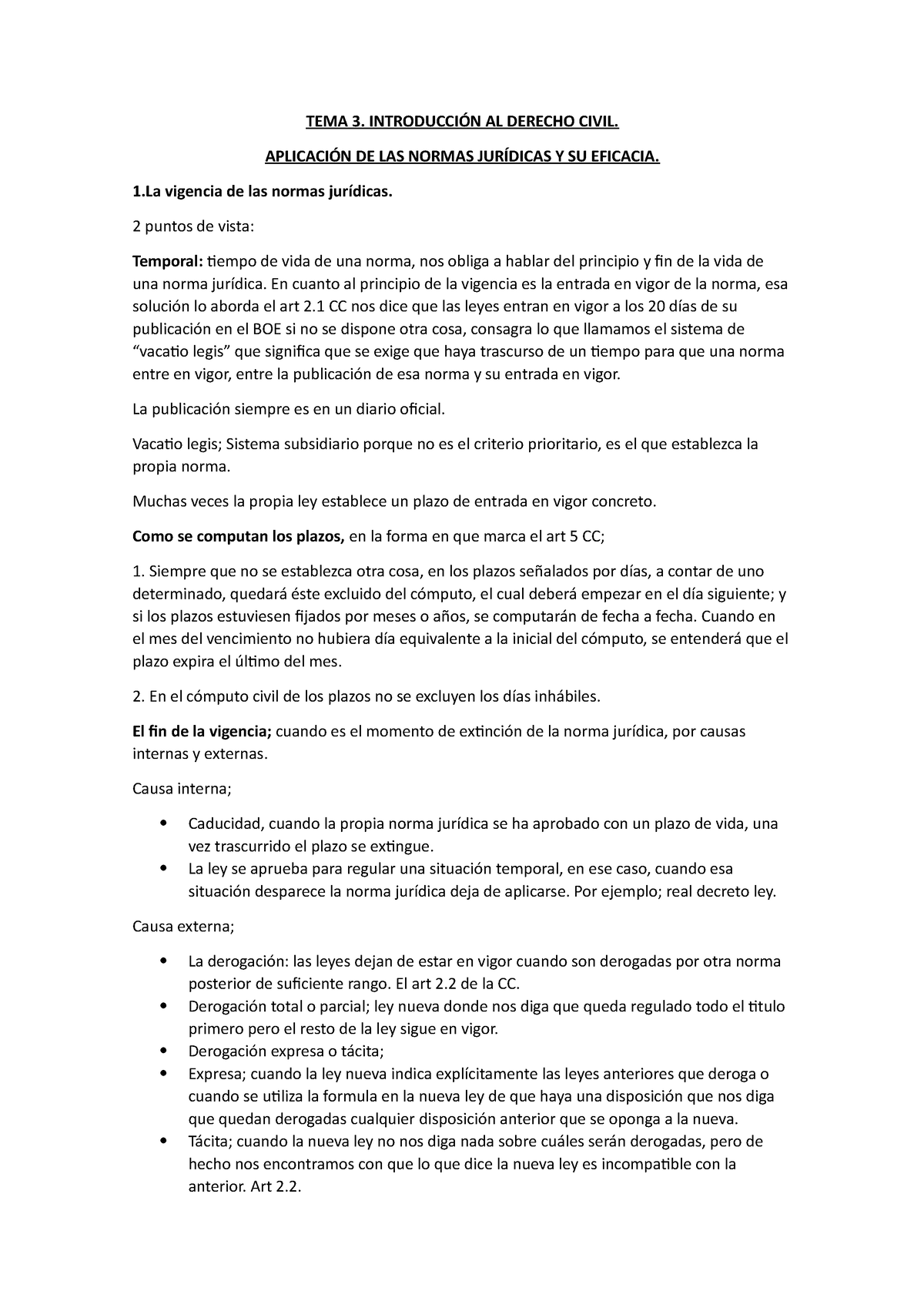 TEMA 3 Derecho Civil - TEMA 3. INTRODUCCIÓN AL DERECHO CIVIL ...