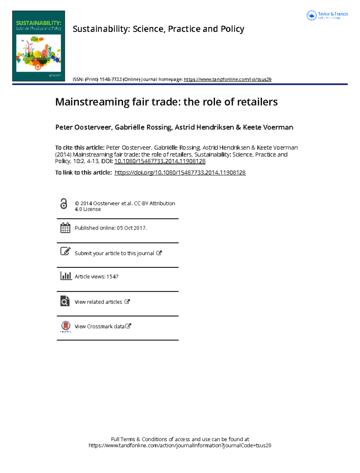 Mainstreaming fair trade the role of retailers - 1080/15487733. To link ...