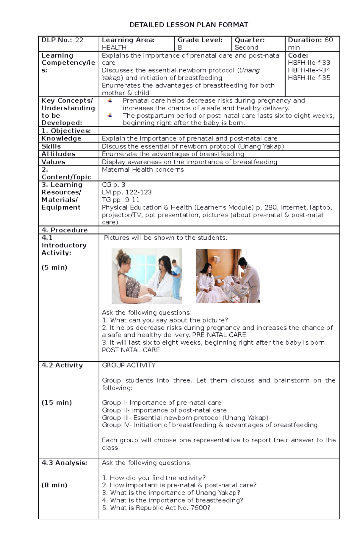 Health 22 - DLP MAPEH 7 - DETAILED LESSON PLAN FORMAT DLP No.: 22 ...