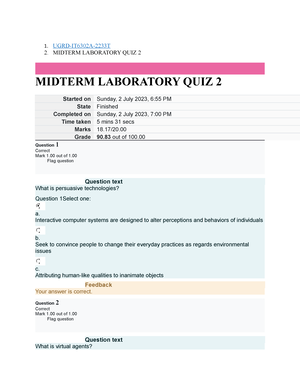 UGRD-IT6302A Human Computer Interaction Final Laboratory Quiz 2 - 1 ...