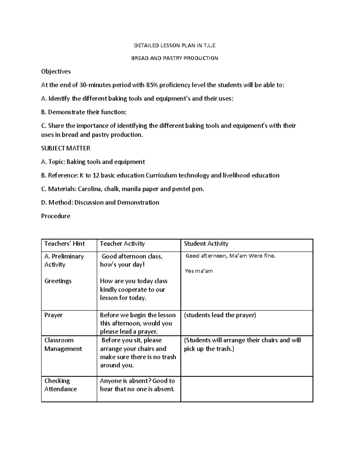 Marriiiiiiiiiiiia-edited - DETAILED LESSON PLAN IN T.L BREAD AND PASTRY ...