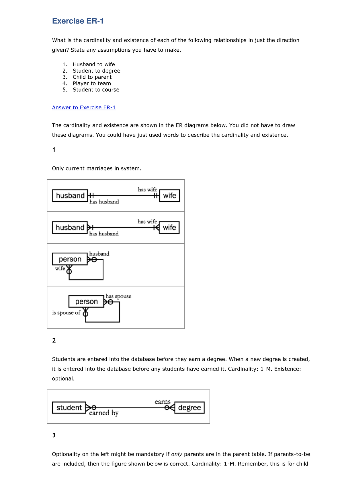 Er-exercises compress - Exercise ER- What is the cardinality and ...