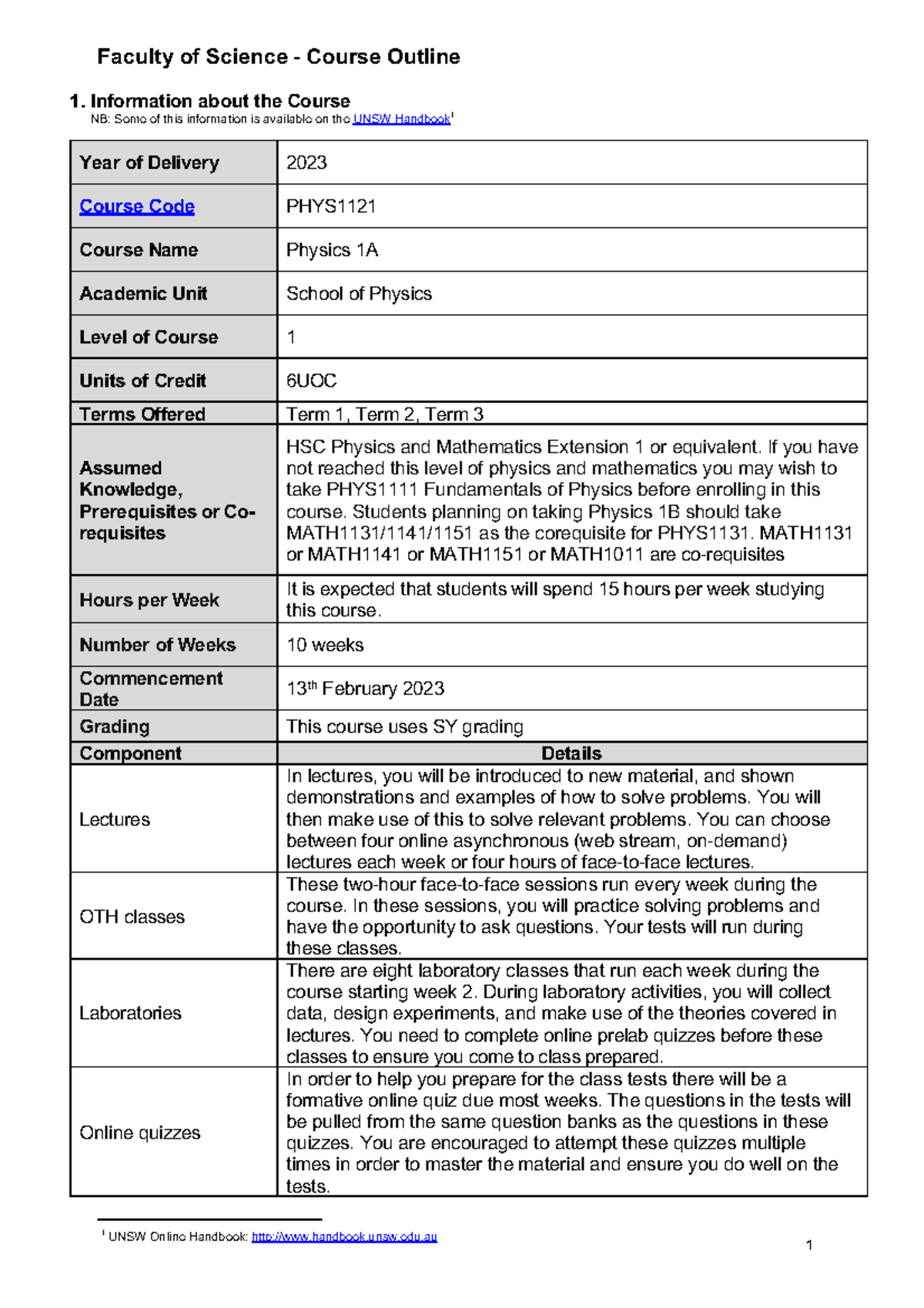 phys1121-t1-2023-course-outline-faculty-of-science-course-outline