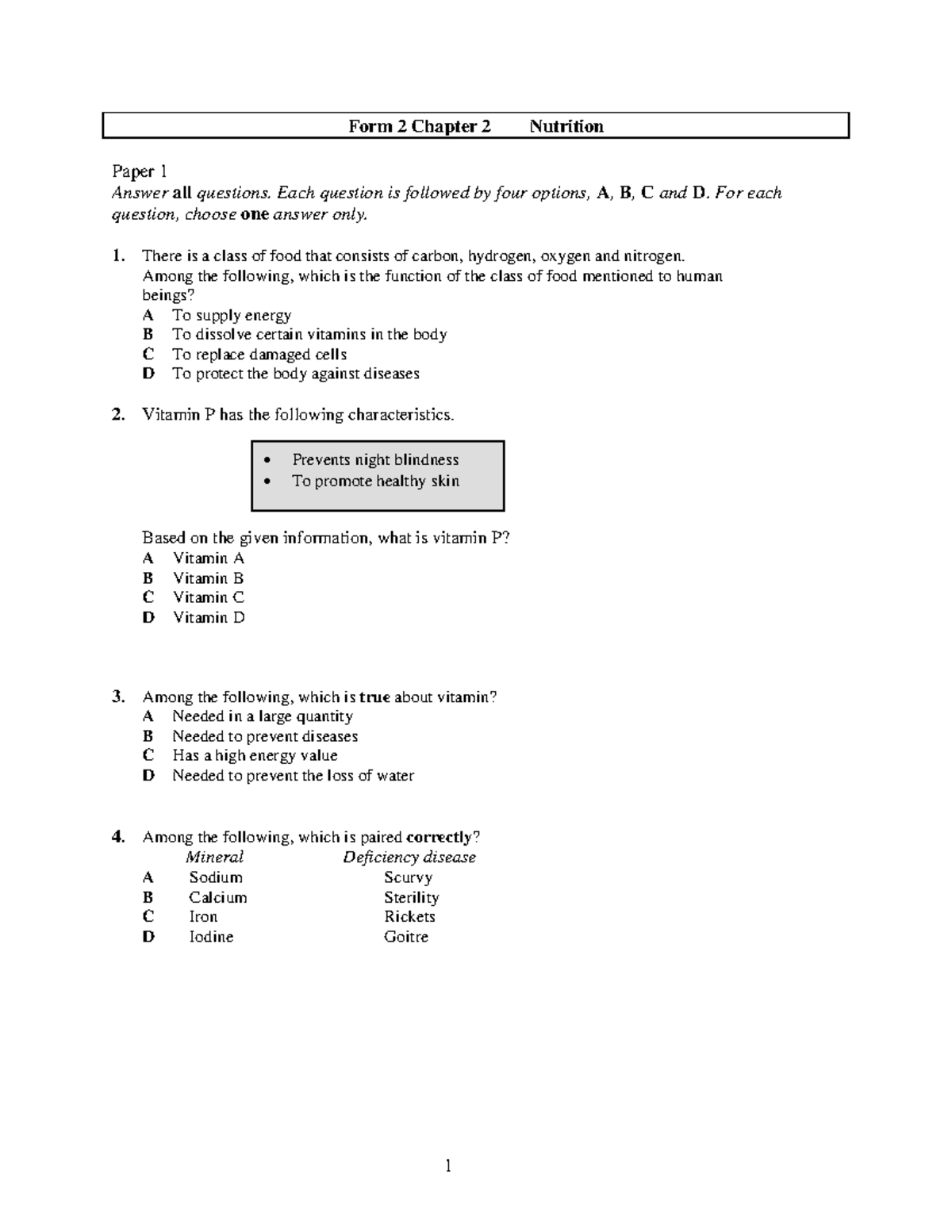 FORM 2 Nutrition Notes - Science - Studocu