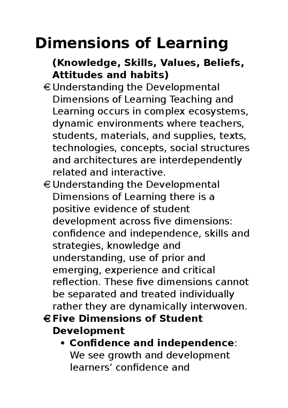 Dimensions of Learning - Dimensions of Learning (Knowledge, Skills ...