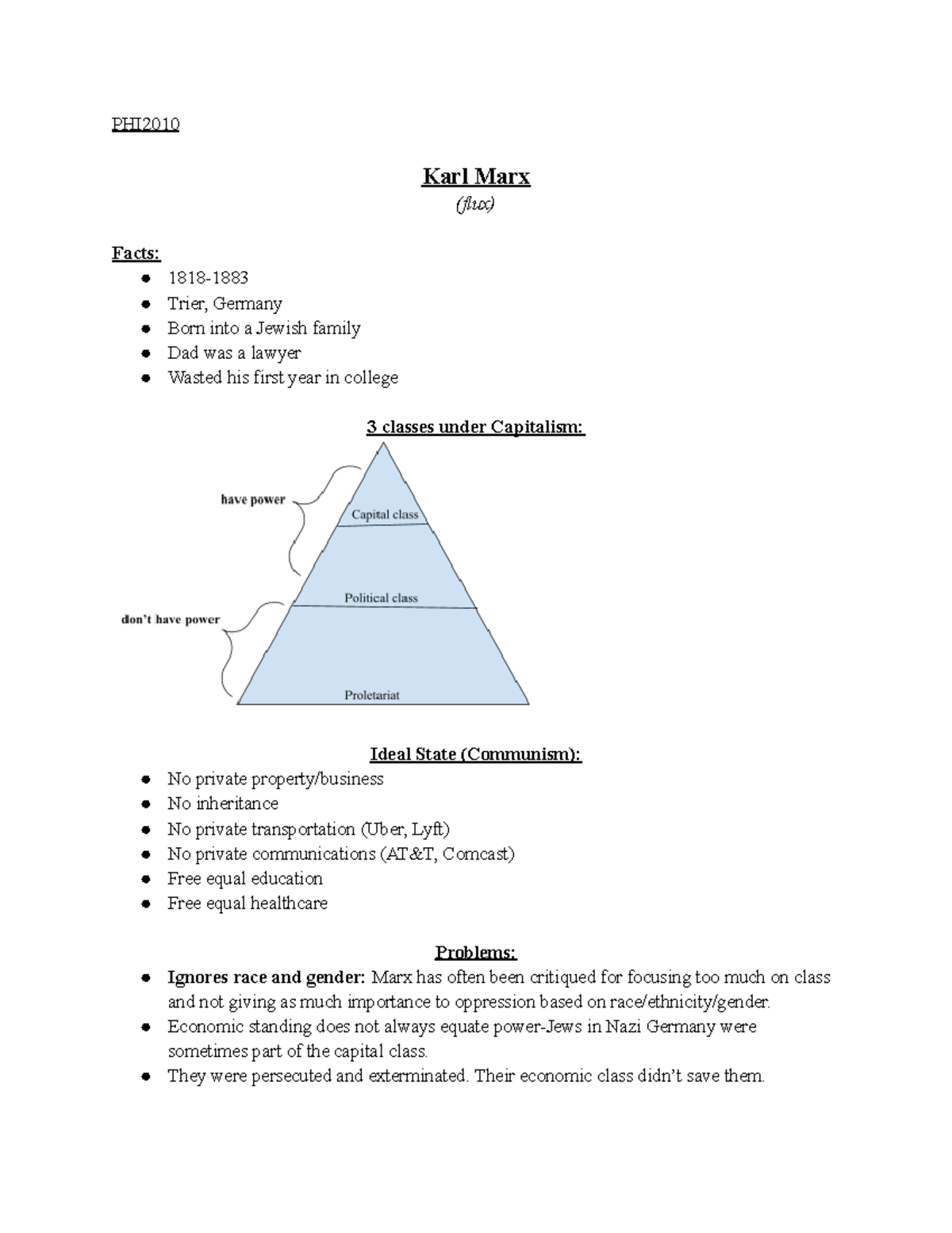 Karl Marx - Lecture Notes About Karl Marx - PHI Karl Marx (flux) Facts ...