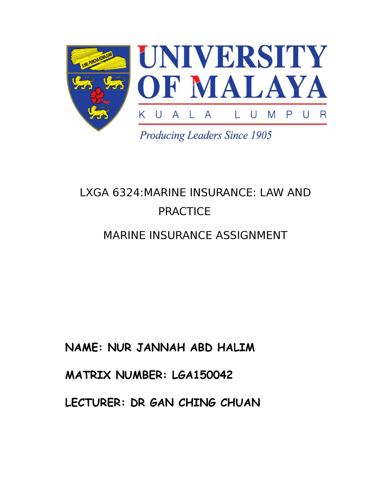 marine insurance assignment