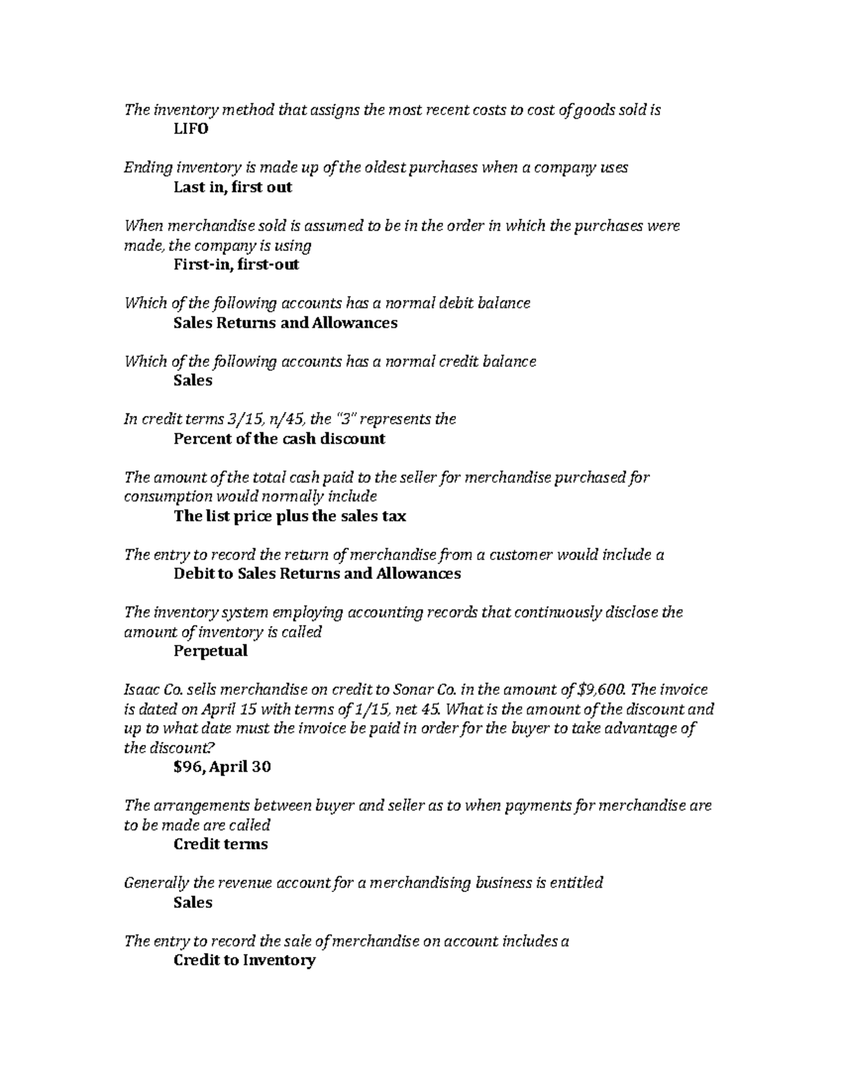 in credit terms of 3/15 n/45 the 3 represents the