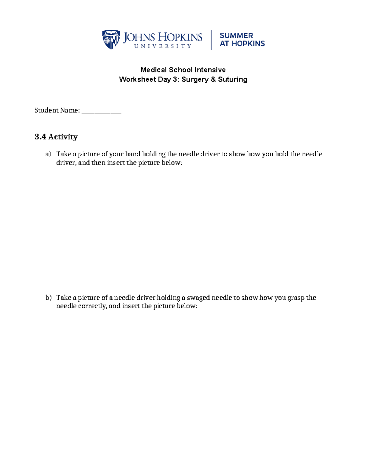 Worksheet Day 3 - Medical School Intensive Worksheet Day 3: Surgery ...