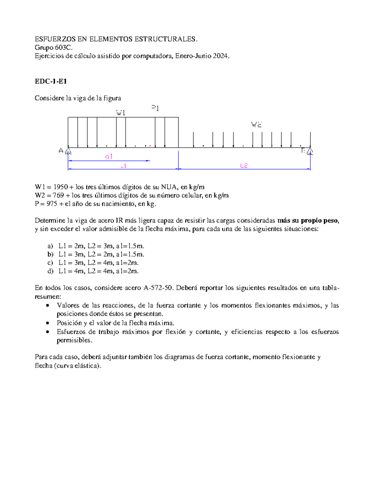 Ejercicios de calculo asistido por computadora EEE 603C - ESFUERZOS EN ...