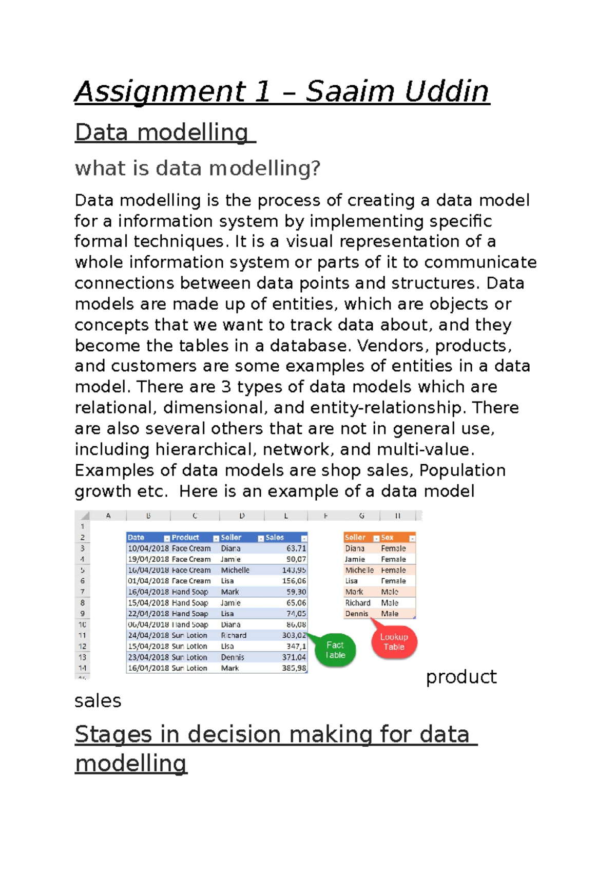 data modelling assignment 1