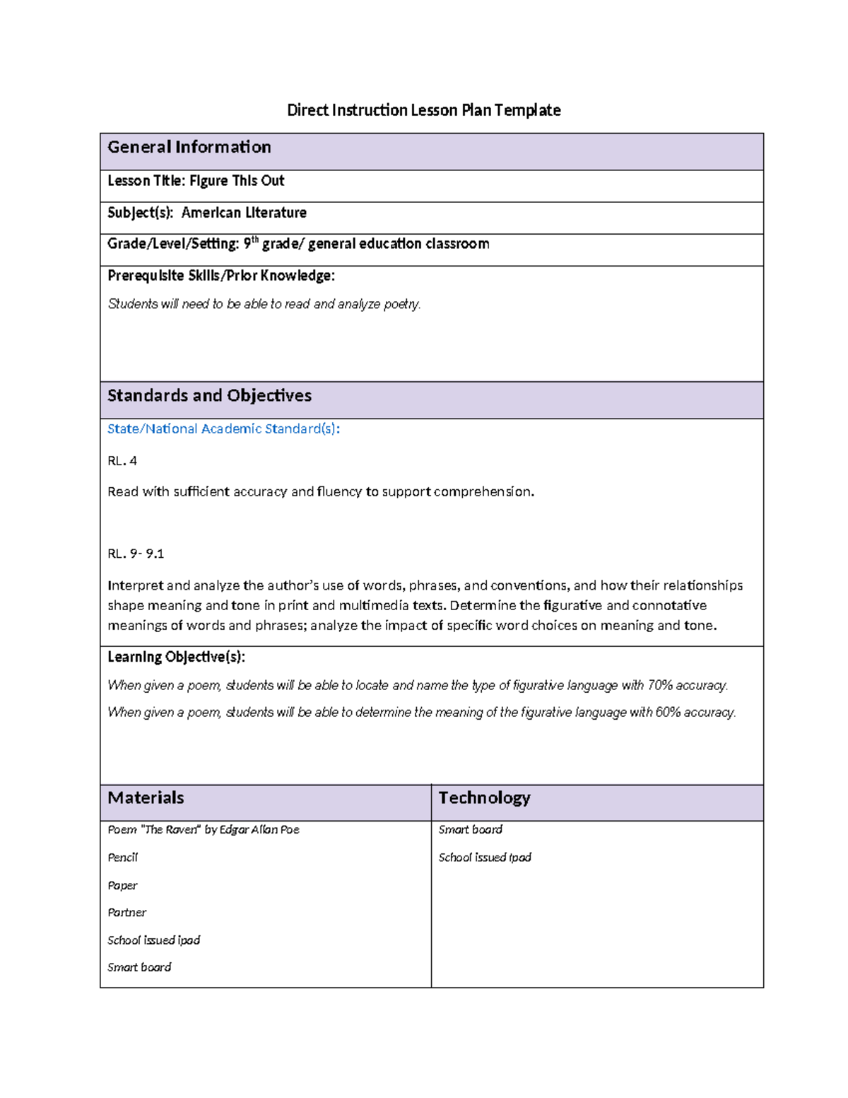 D171 Task 2 - done - Direct Instruction Lesson Plan Template General ...