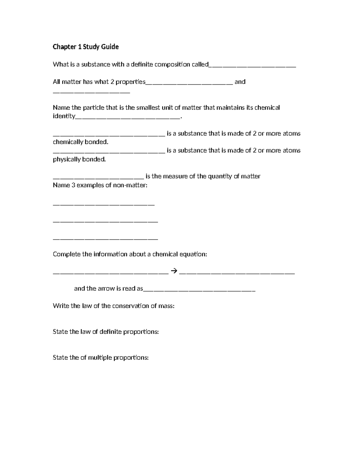 Chapter+1+Honors+Study+Guide - Chapter 1 Study Guide What is a ...