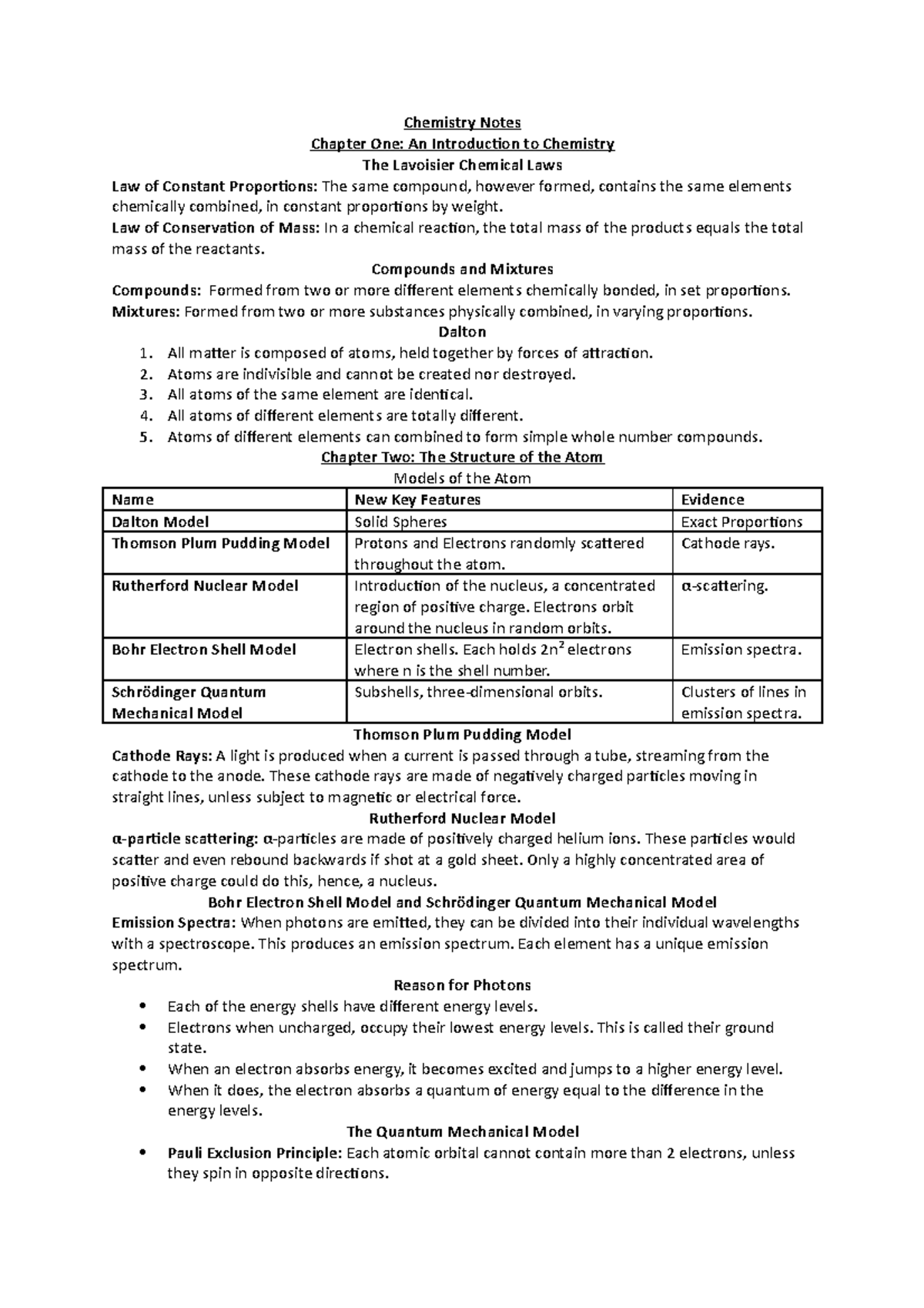 5127Chemistry Notes - random - Chemistry Notes Chapter One: An ...