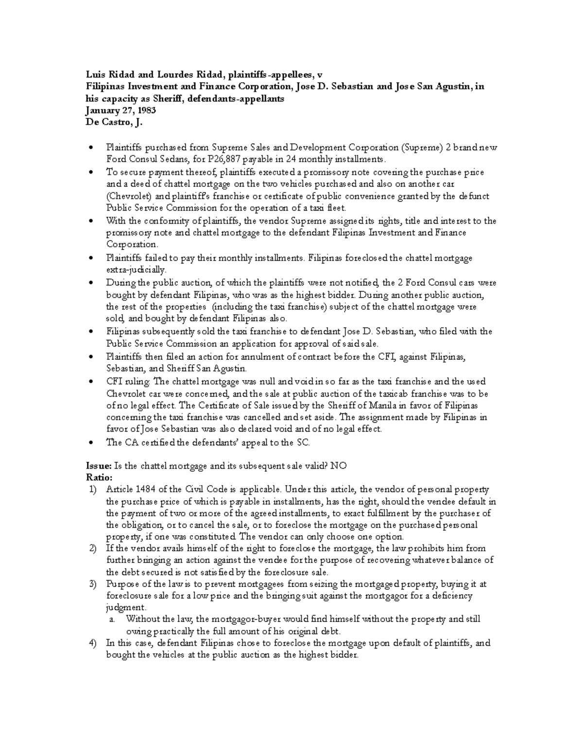 Toaz Lexture Luis Ridad and Lourdes Ridad, plaintiffsappellees, v