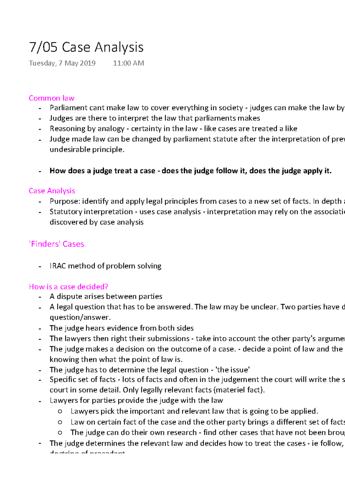Case Analysis Case Law A Lecture 1 Warning TT undefined function 32 Common law