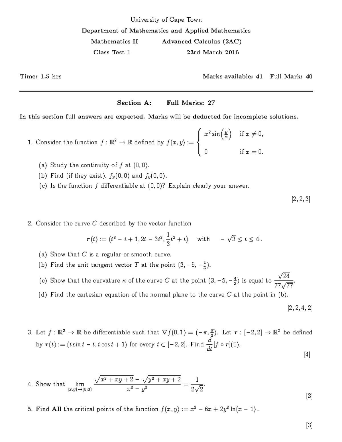 MAM2000W-2AC Class Test 01 - 23 March 2016 - University of Cape Town ...