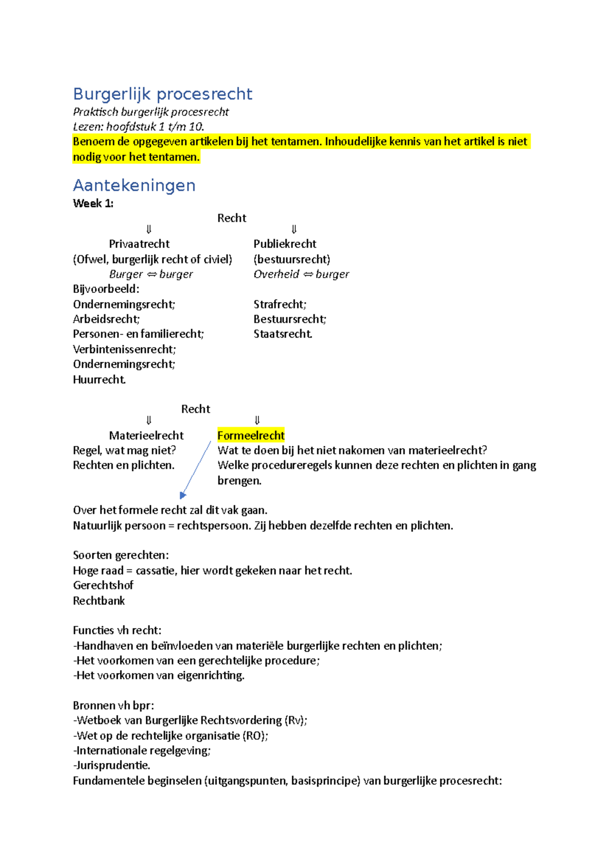 BPR Samenvatting, Week 1-4 - Burgerlijk Procesrecht Praktisch ...