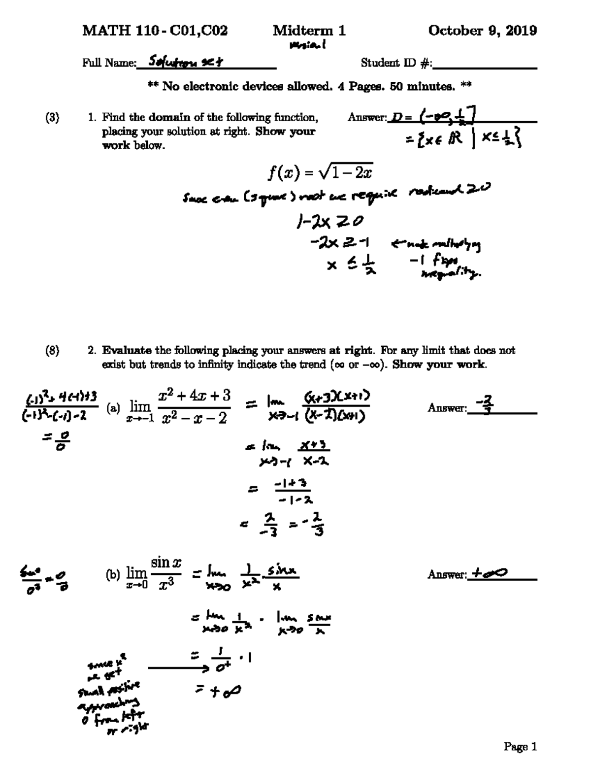 Midterm 1 - Very Important - MATH 110 - Studocu