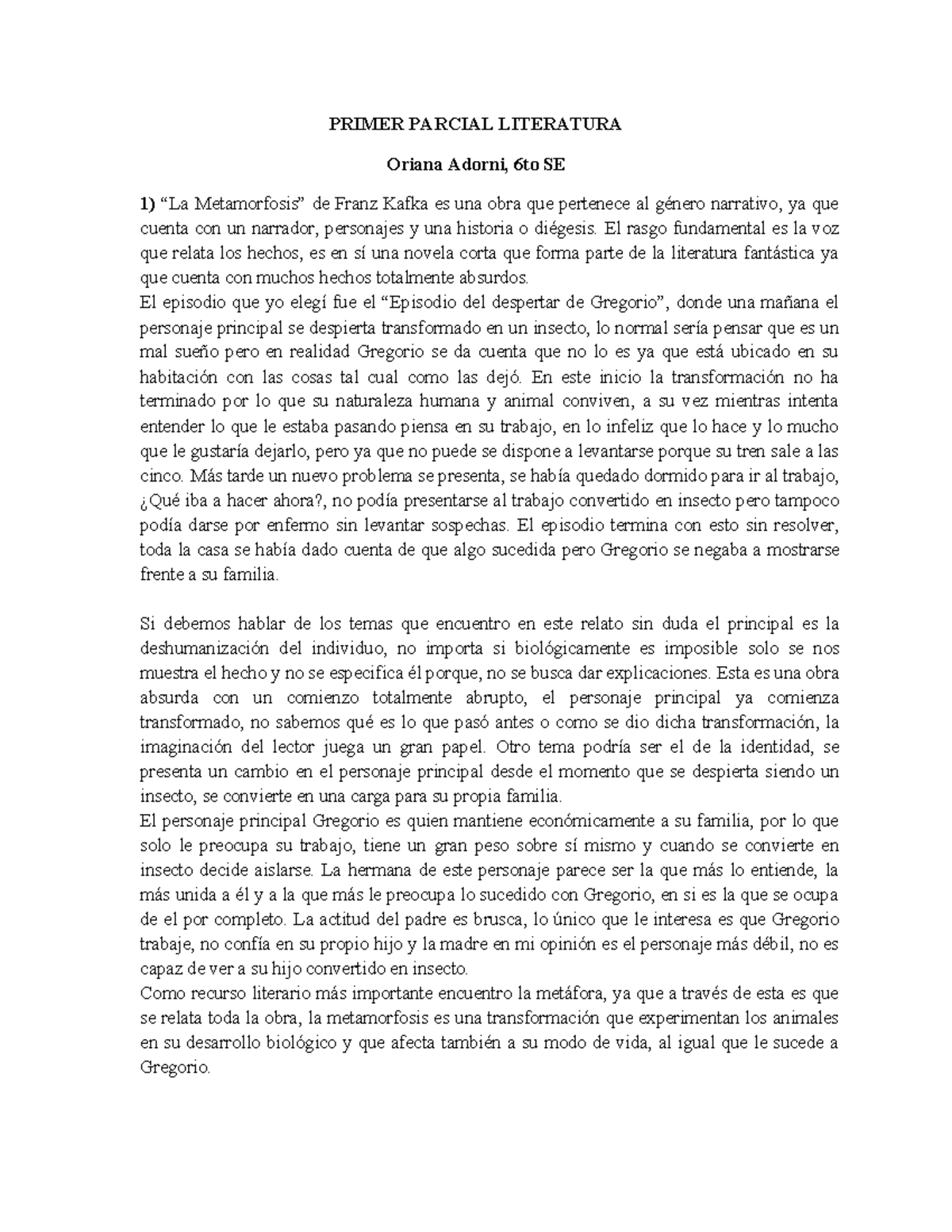 Primer Parcial Literatura - PRIMER PARCIAL LITERATURA Oriana Adorni ...