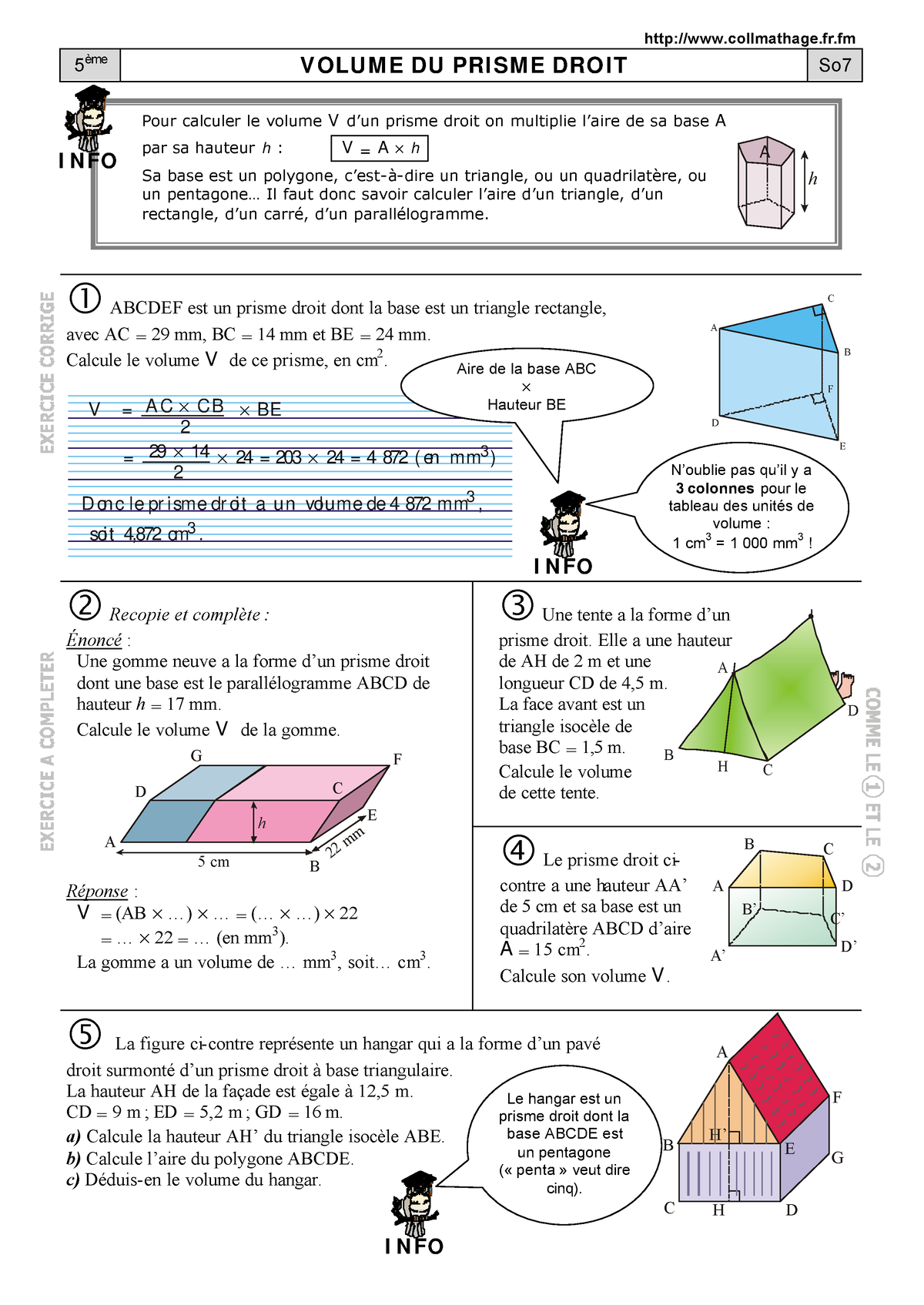 Le prisme - Cours maths 5ème - Tout savoir sur le prisme droit
