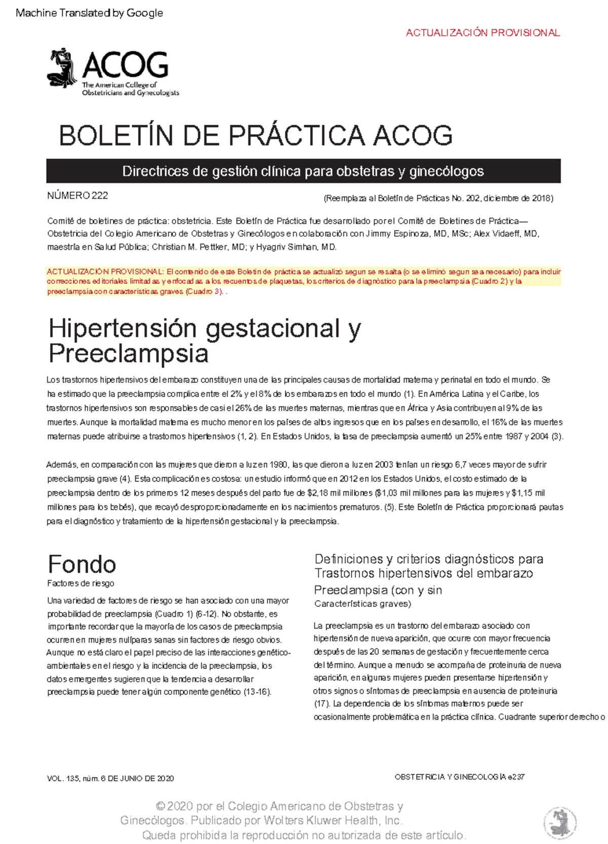 Español Gestational Hypertension and Preeclampsia ACOG Practice ...