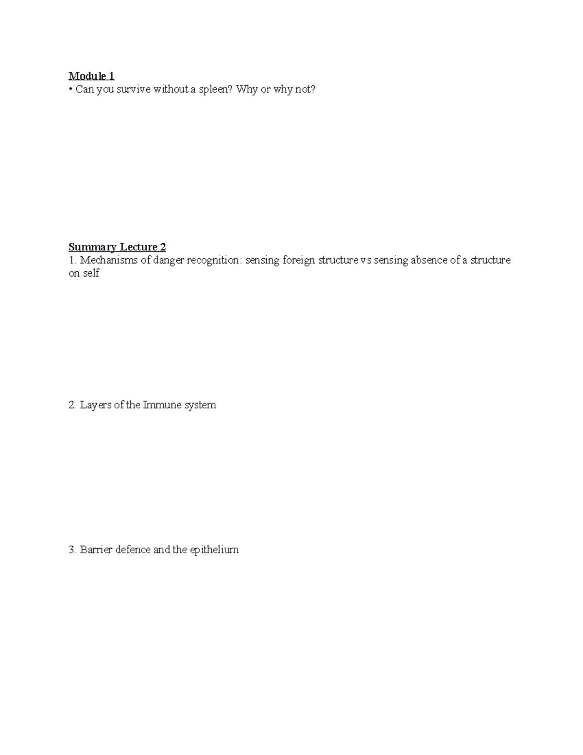 Module 1 summary and the sample questions Module 1 Can you survive