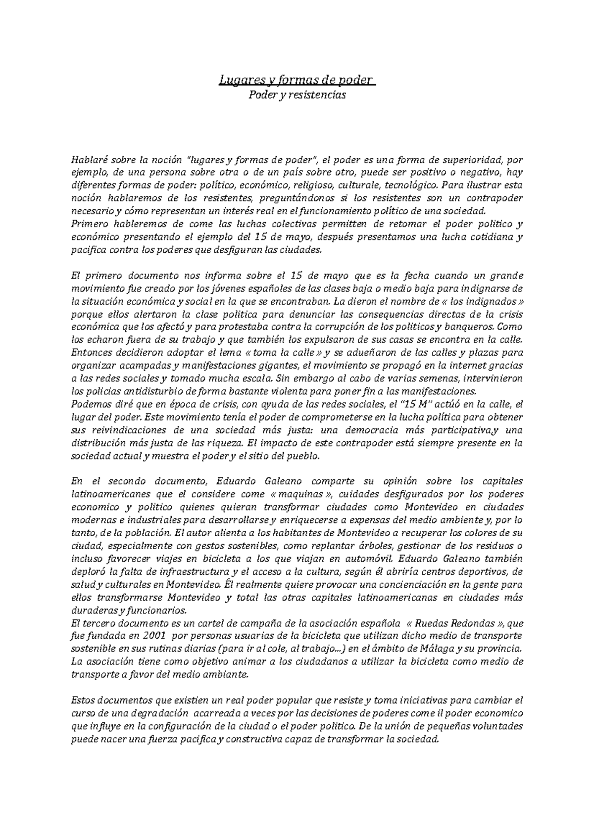 Lugares y formas de poder - Lugares y formas de poder Poder y ...