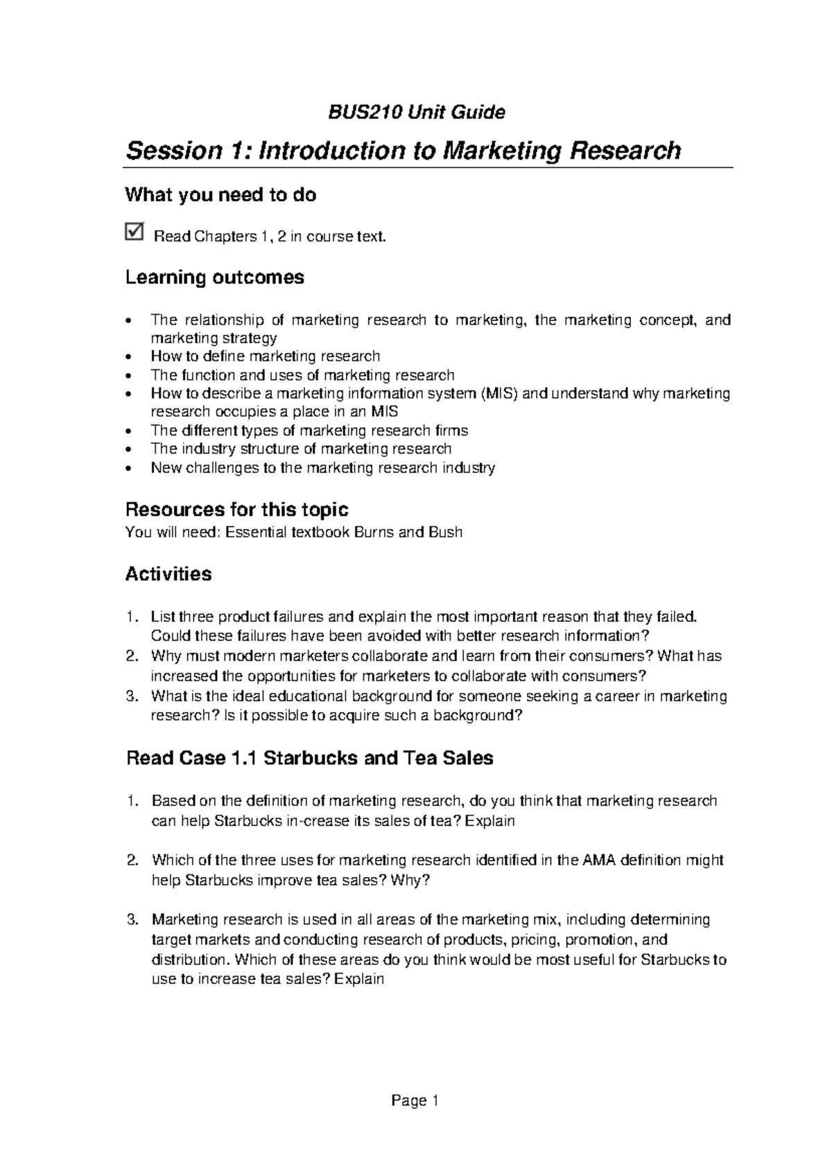 BUS210 Unit Guide 2021 - BUS210 Unit Guide Session 1: Introduction to ...